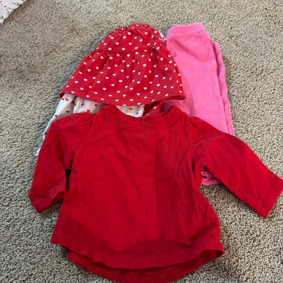 3 Piece LOT of Girls Size 3-6 Months Red & Pink Top & Bottoms Hearts Valentines - Picture 1 of 8